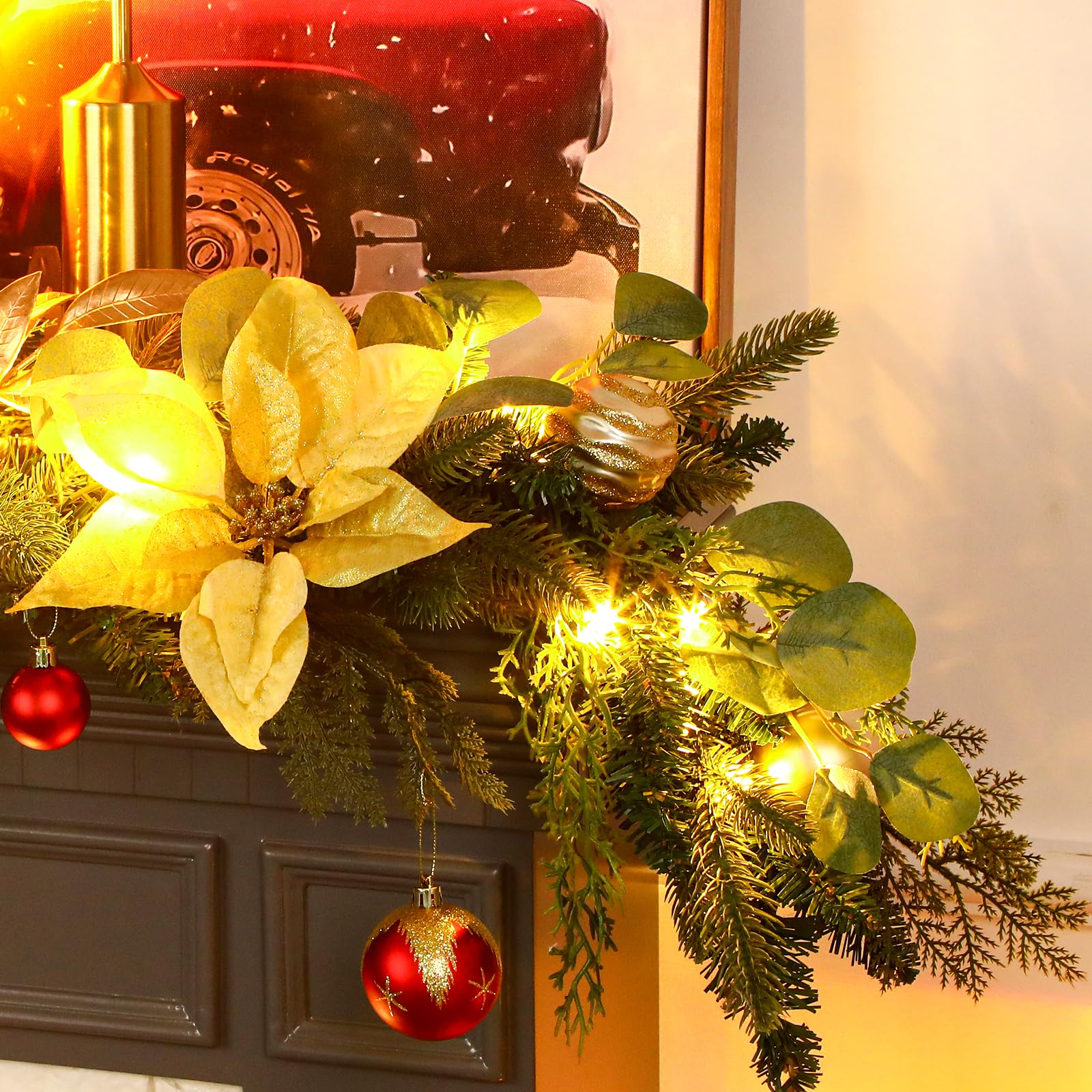 6ft Battery Operated Multi-Colored Lights Artificial Christmas Garland - SHareconn