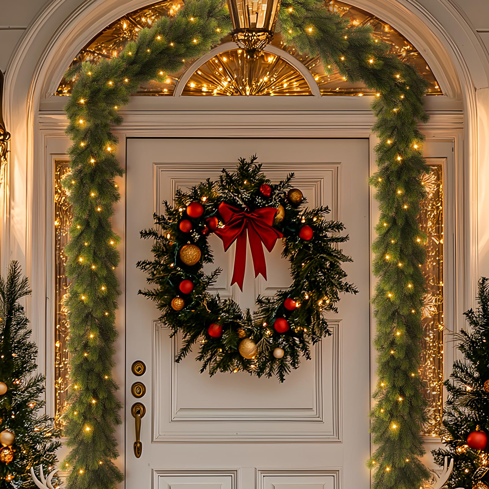 6ft Pre-Lit Multi-Color Lights Artificial Lighted Norfolk Pine Christmas Garlands - SHareconn
