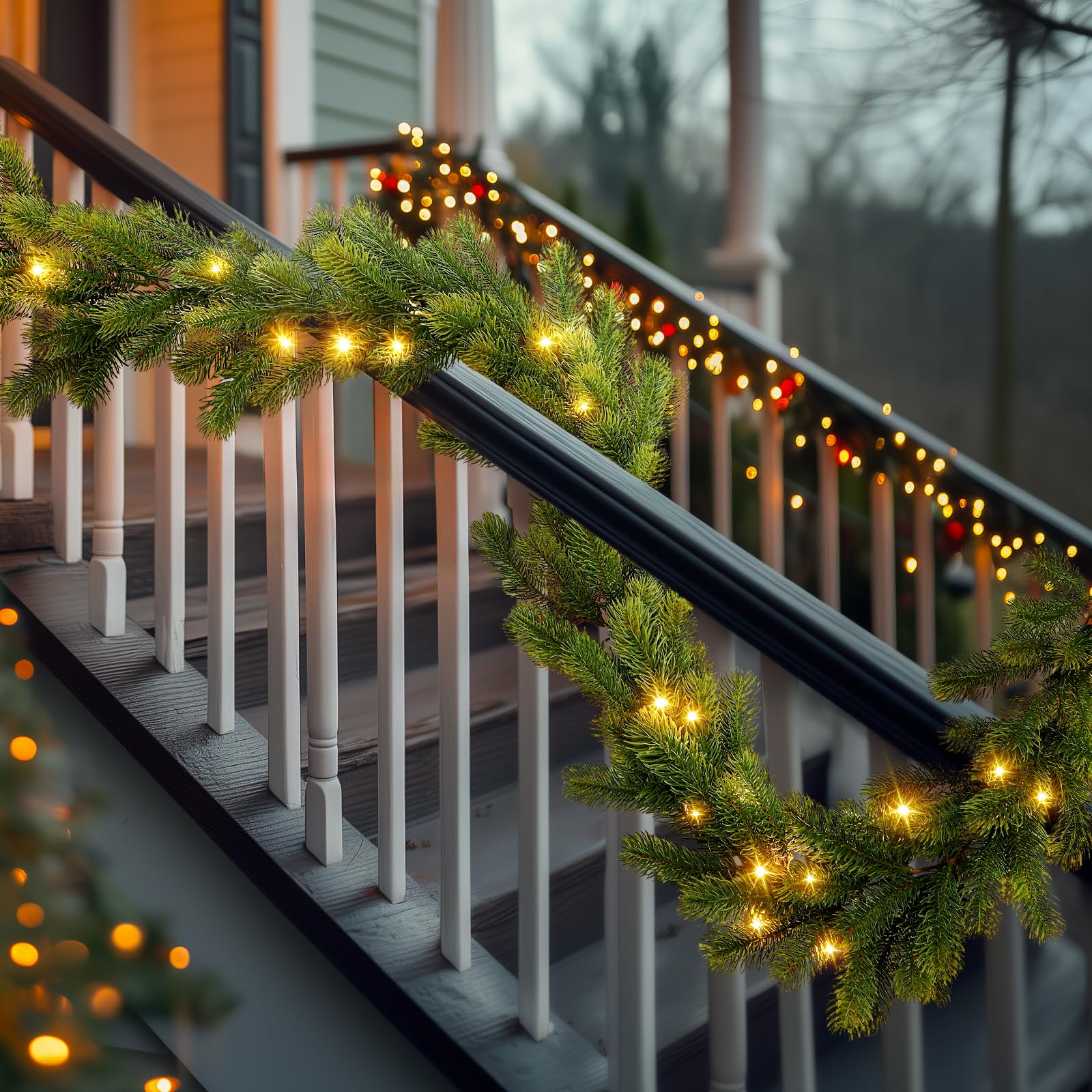 6ft Pre-Lit Multi-Color Lights Artificial Lighted Norfolk Pine Christmas Garlands - SHareconn
