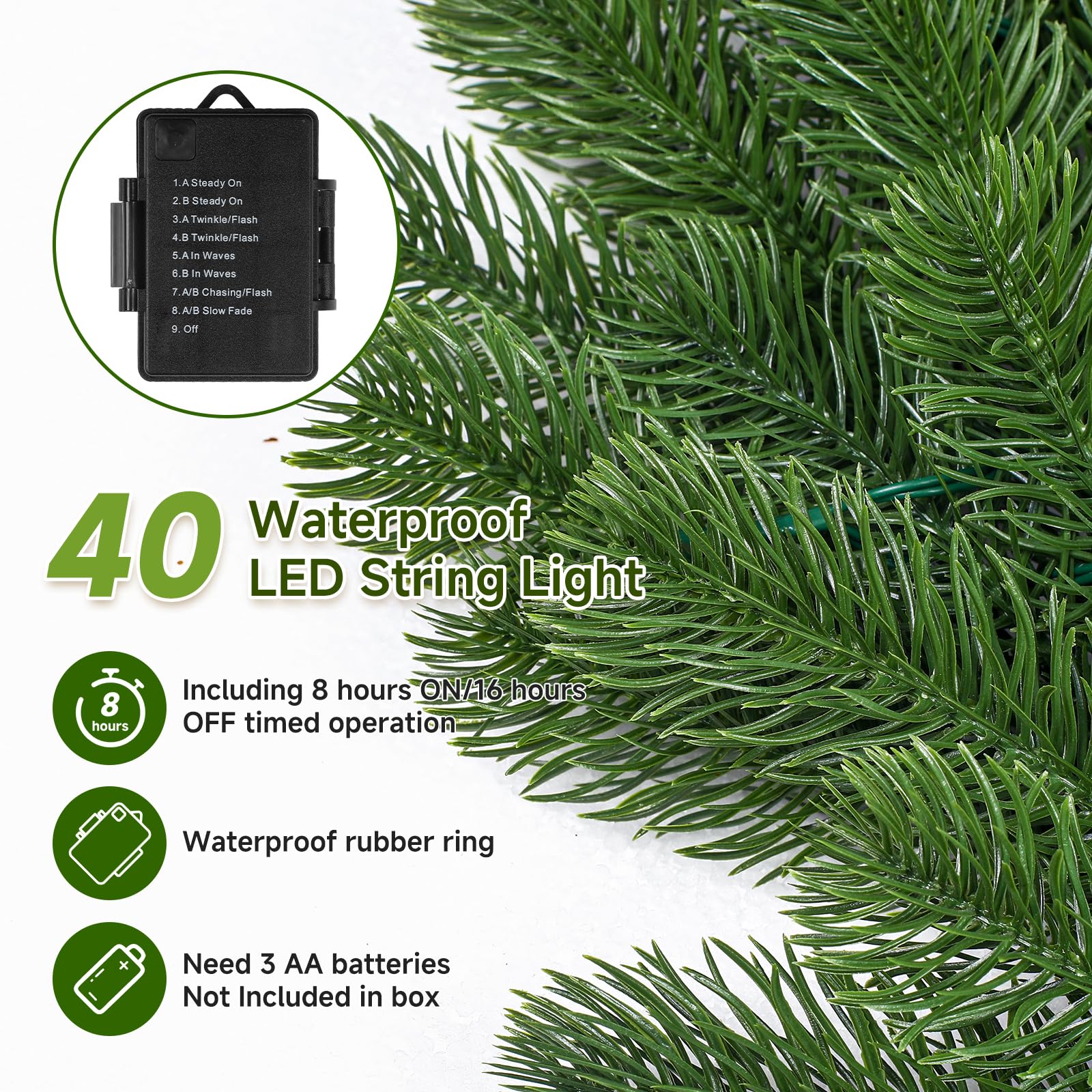 6ft Pre-Lit Multi-Color Lights Green Artificial Christmas Garlands - SHareconn