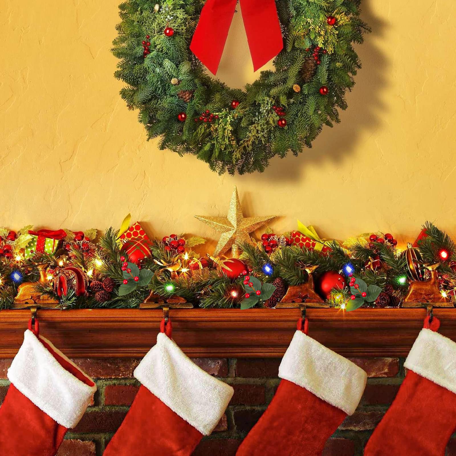 9FT Prelit Artificial Christmas Garland with Color Changing Lights and Timer by Remote Control - SHareconn