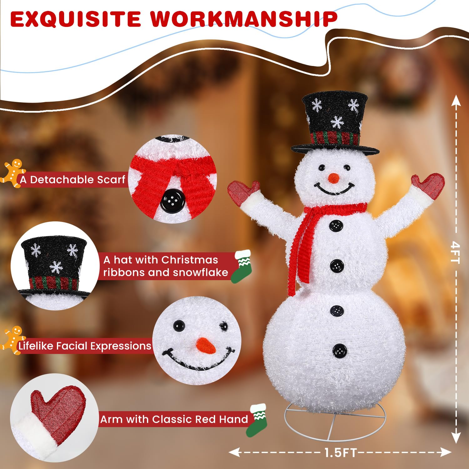 4FT Plush Snowman Christmas Decoration - SHareconn