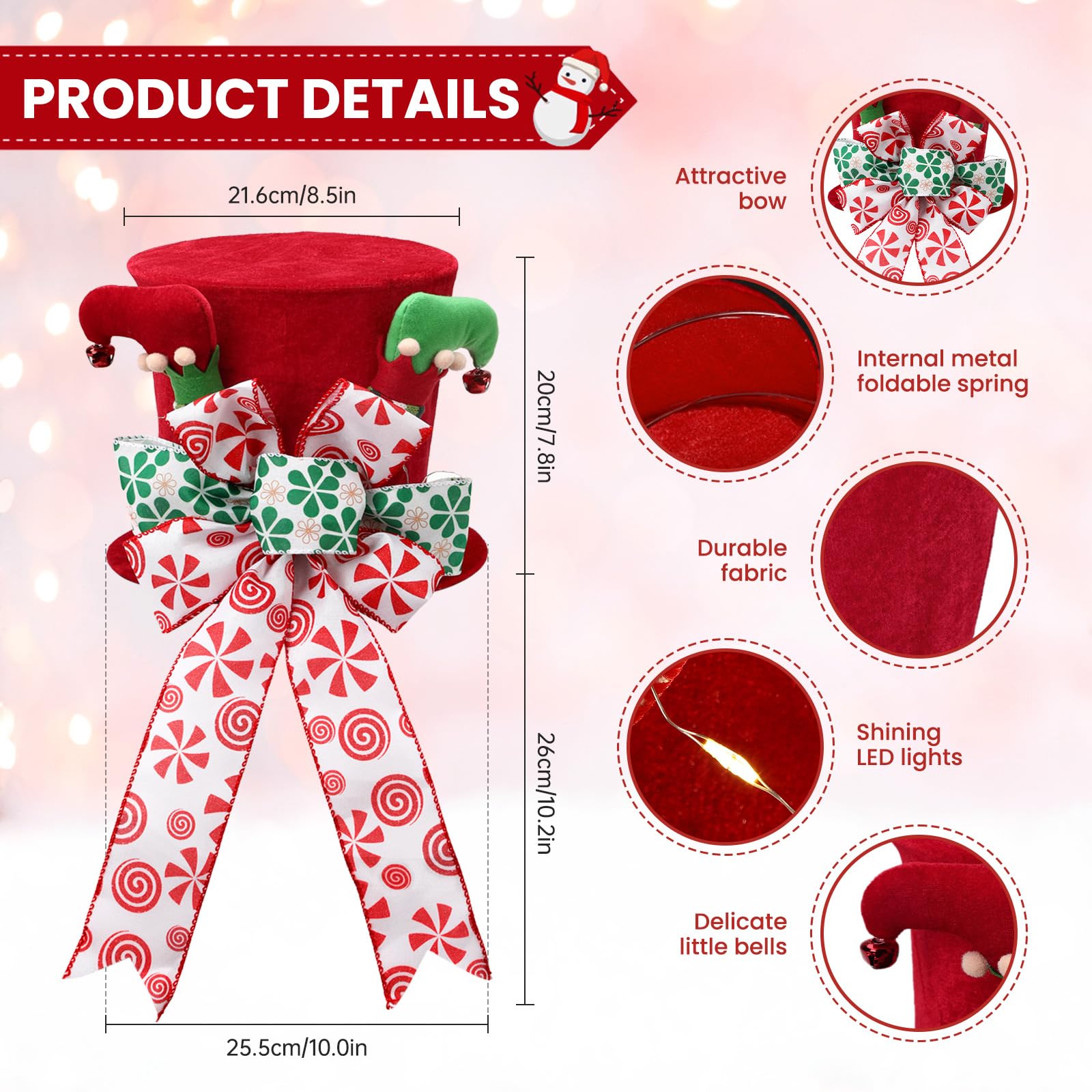 Christmas Tree Topper Hat Lighted - SHareconn