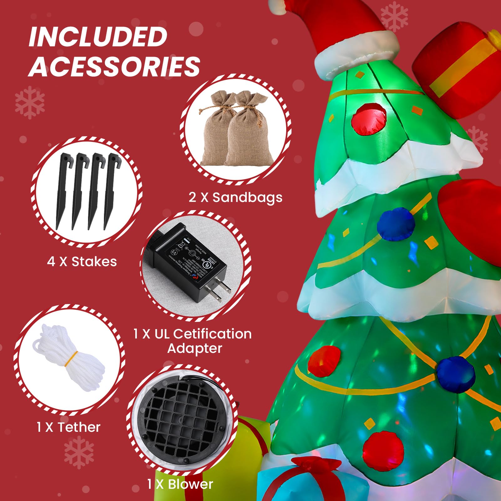 7FT Inflatable Santa Claus Christmas Tree with Built-in LED Lights - SHareconn