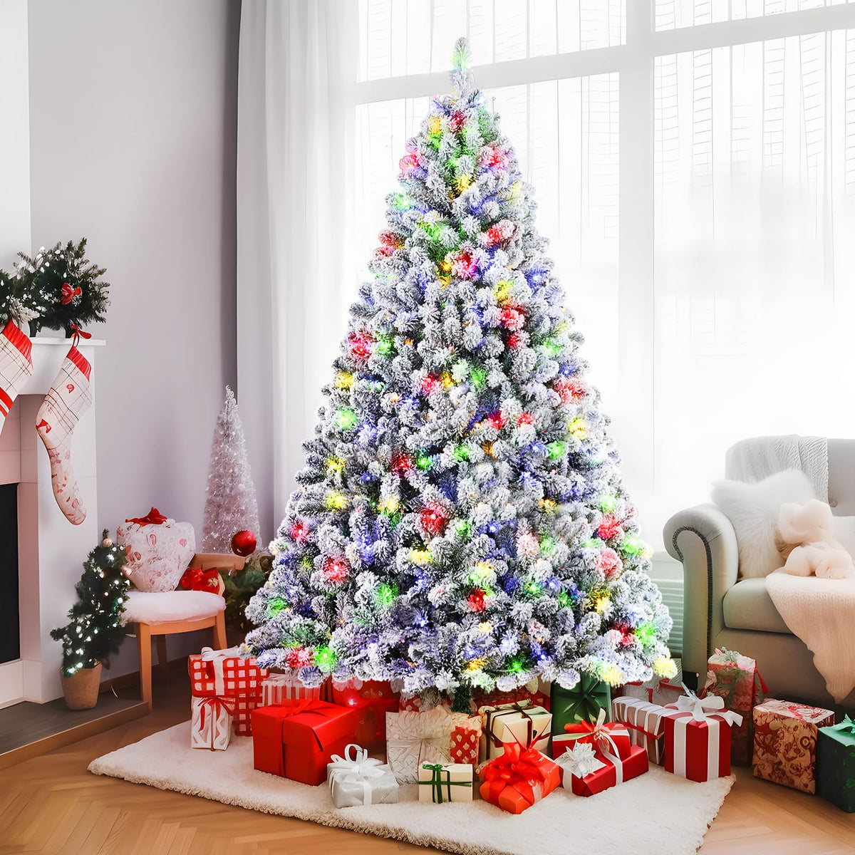Flocked Christmas Trees vs. Classic Green Christmas Trees