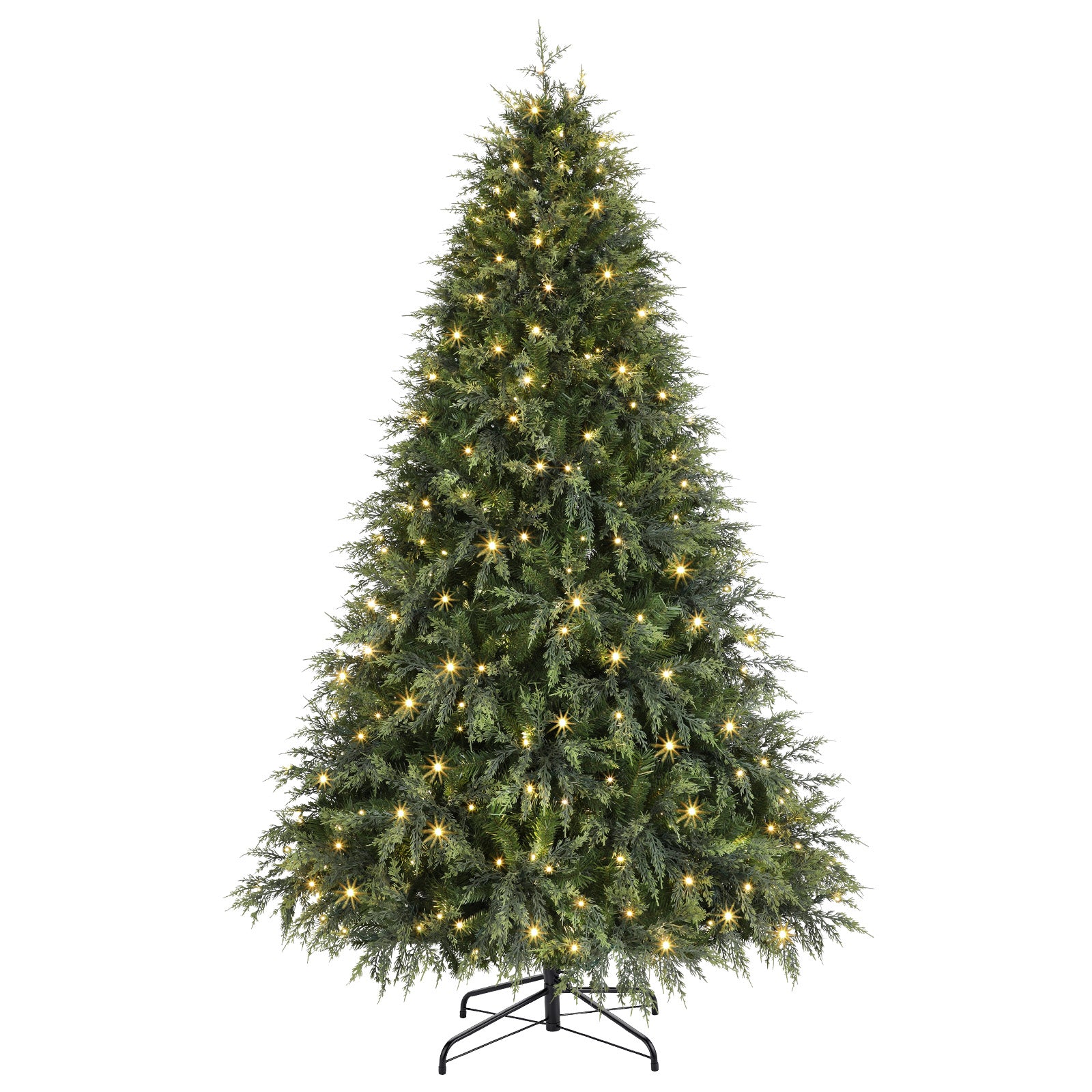 Cedar Cypress Pre-Lit Artificial Christmas Tree with 17 Mode Multi-Color LED Lights and Remote, 5/6/7/7.5/8FT