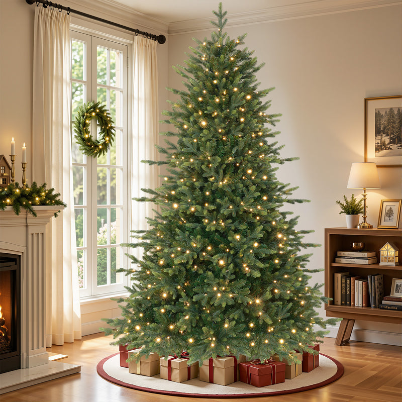 7.5ft SHareconn artificial Christmas tree with 3148 branch tips, 450 LED lights, 17 lighting modes, and remote control.