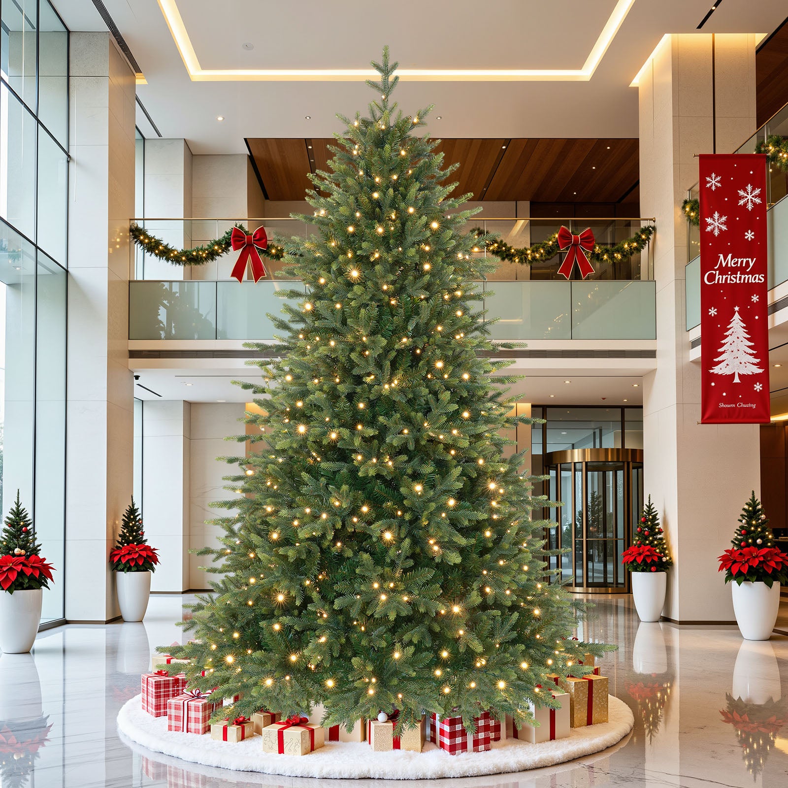 8ft Twinkling Balsam Fir Pre-Lit Artificial Christmas Tree, 3802 Branch Tips & 480 LED Lights, 17 Mode with Remote