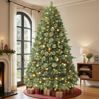 Carolina Pine Pre-Lit Artificial Christmas Tree, Dual-Color LEDs & Remote | SHareconn