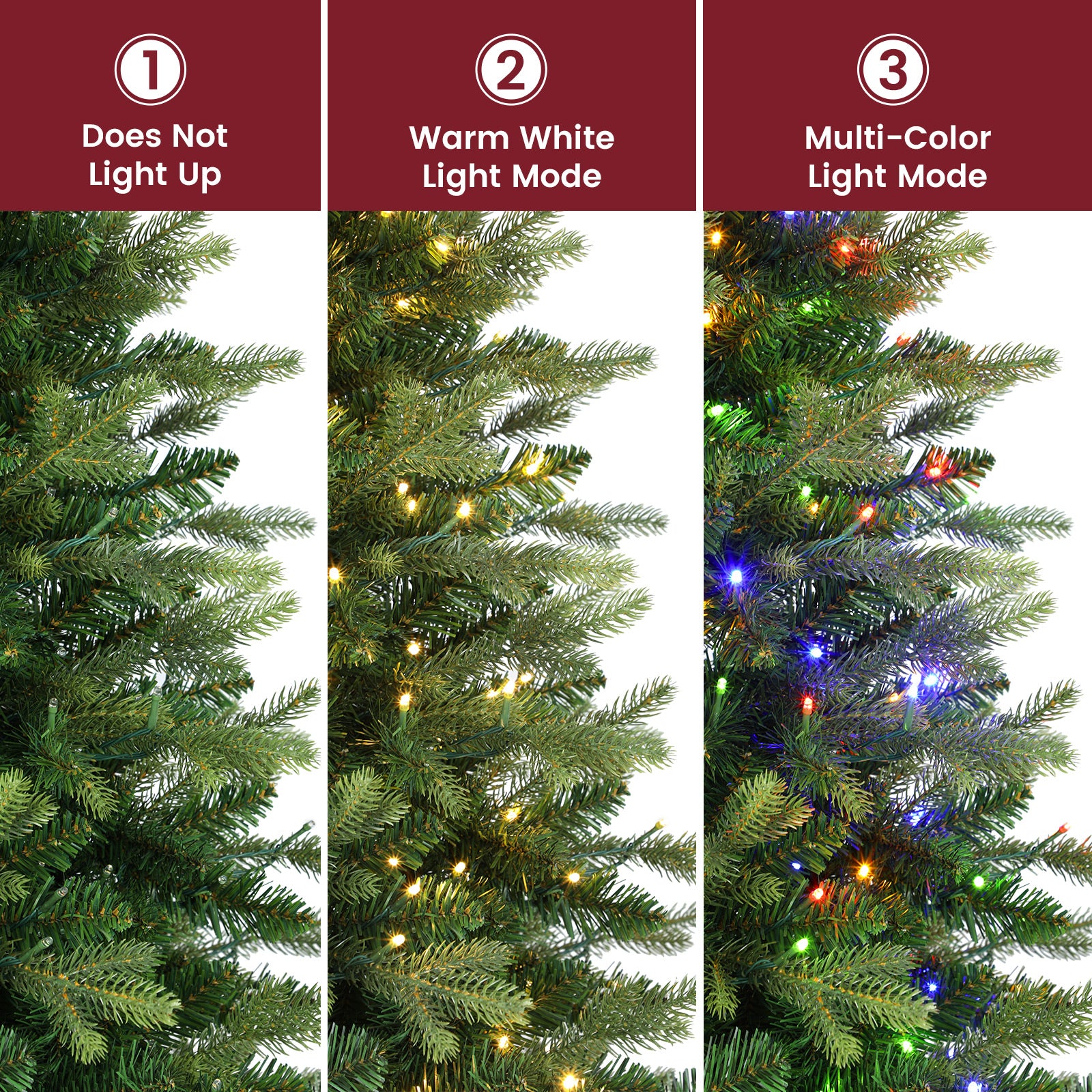Fraser Fir Artificial Christmas Tree with Multi-Color Lights, 5/6/7/7.5/8/9FT