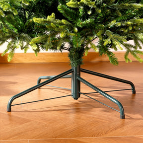 7.5FT Artificial Balsam Fir Christmas Tree by SHareconn with lifelike PE needles and dual color lights, decorated for the holidays