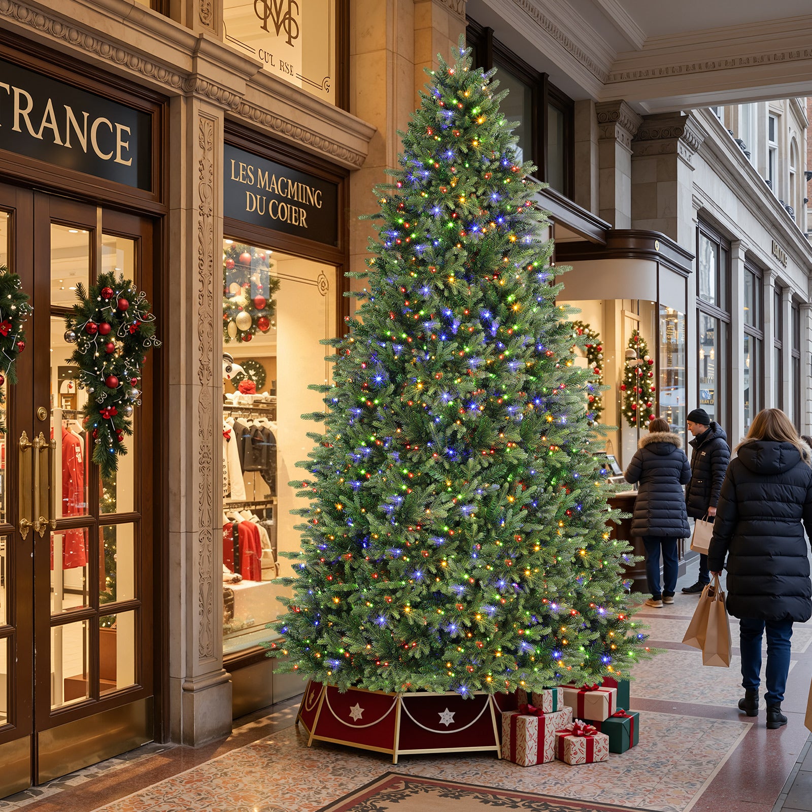 8ft Fraser Fir Artificial Christmas Tree with Multi-Color Lights