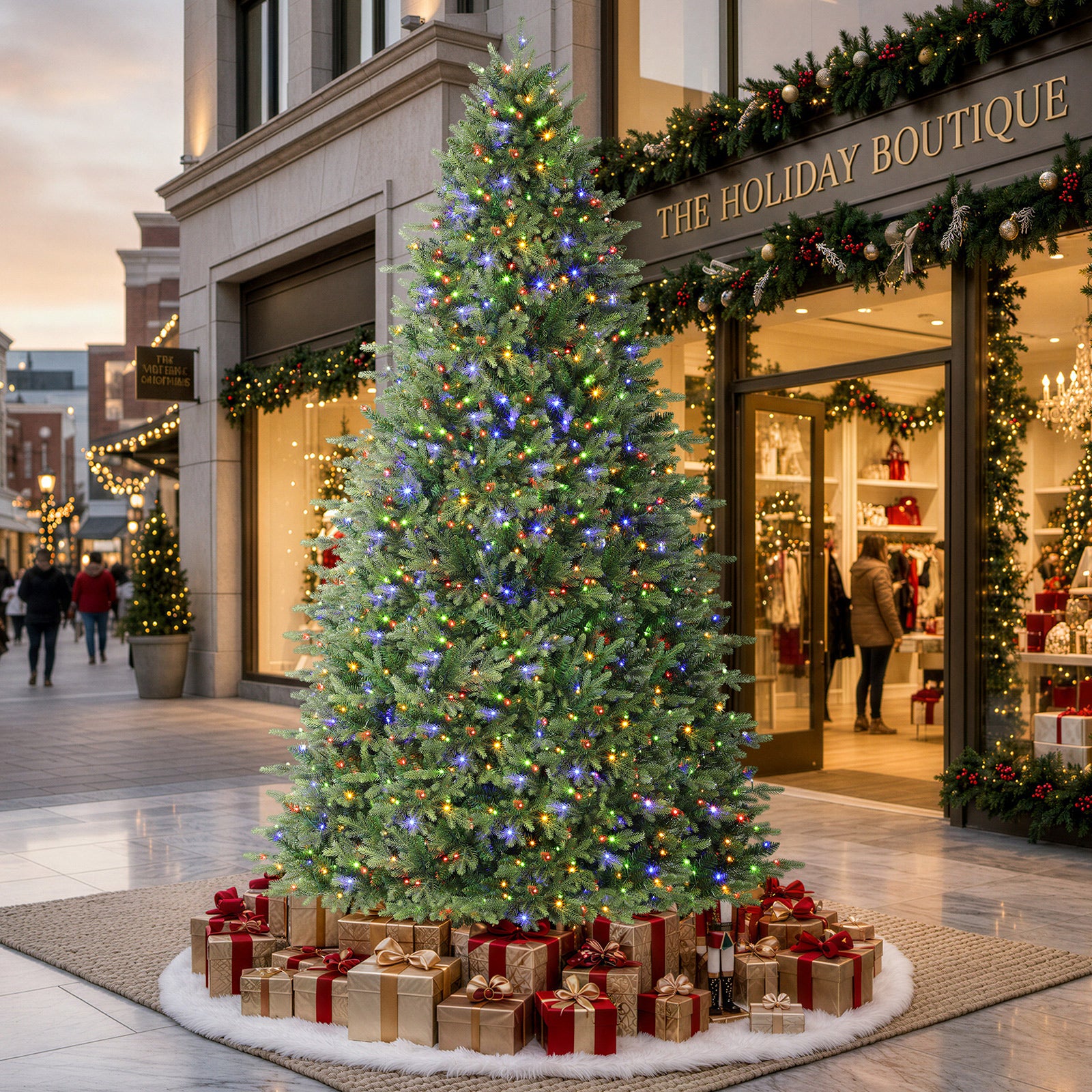 9ft Fraser Fir Artificial Christmas Tree with Multi-Color Lights