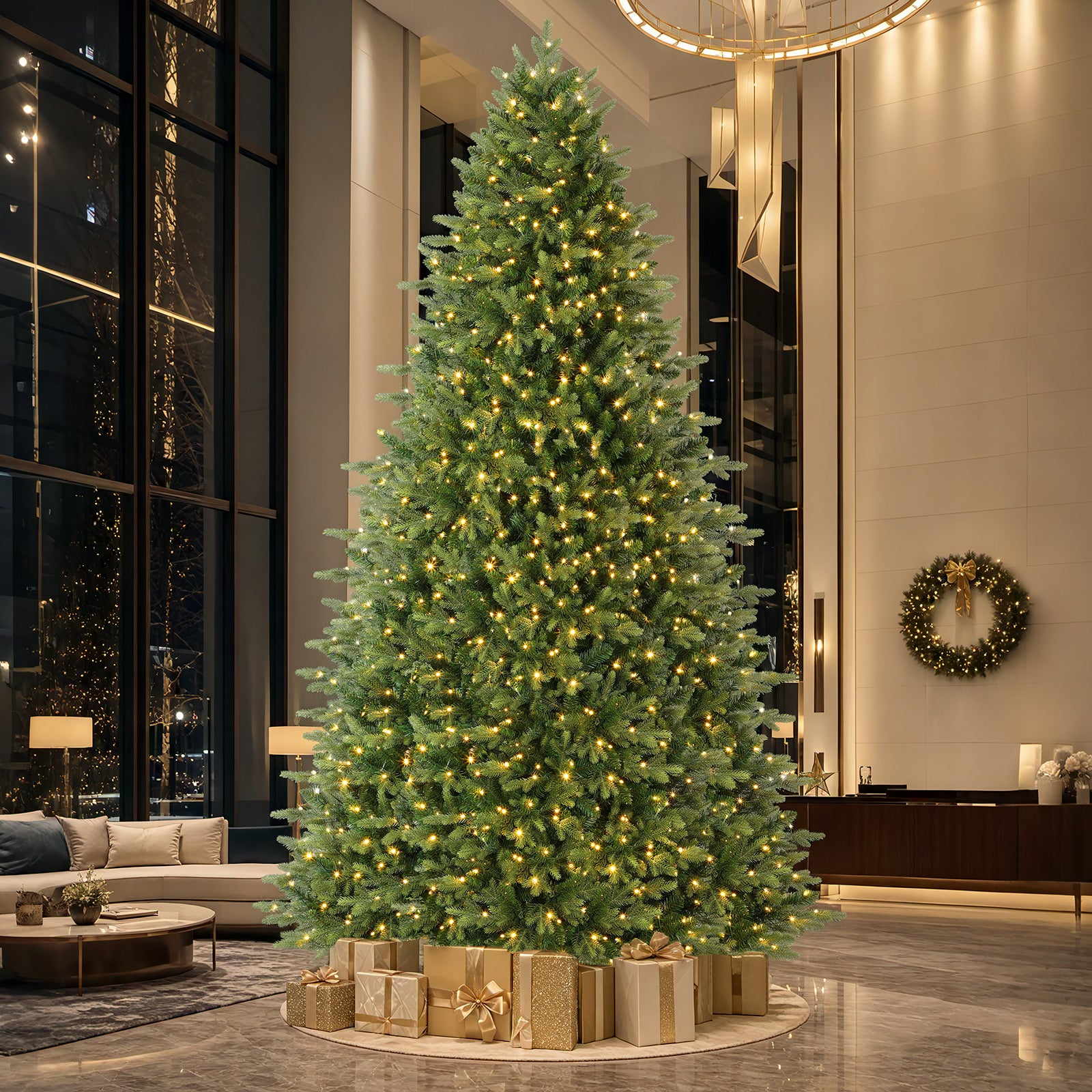 8ft Fraser Fir Artificial Christmas Tree with Multi-Color Lights