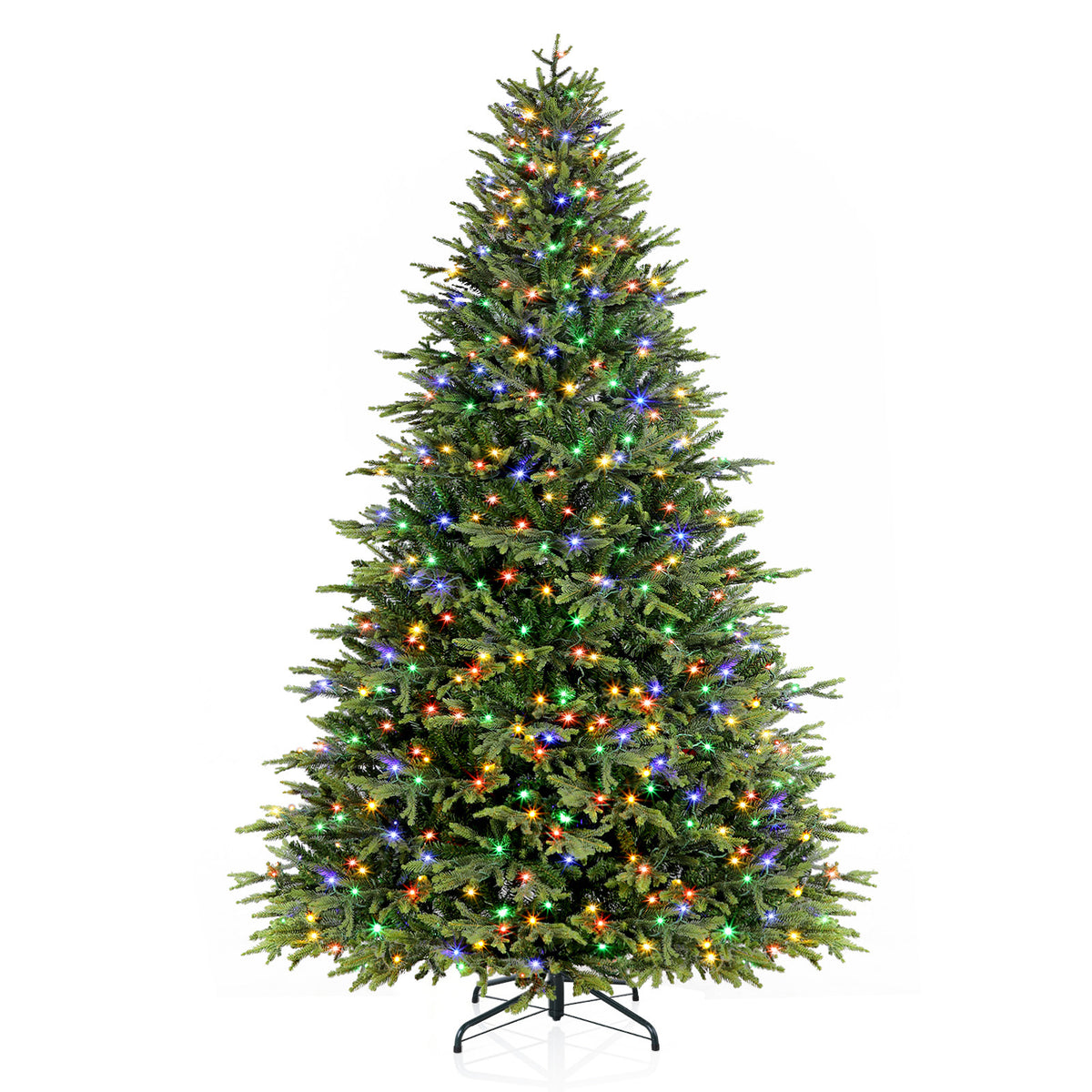 Artificial 7.5ft Balsam Fir Christmas Tree by SHareconn with lifelike PE needles and dual color lights for festive decor.