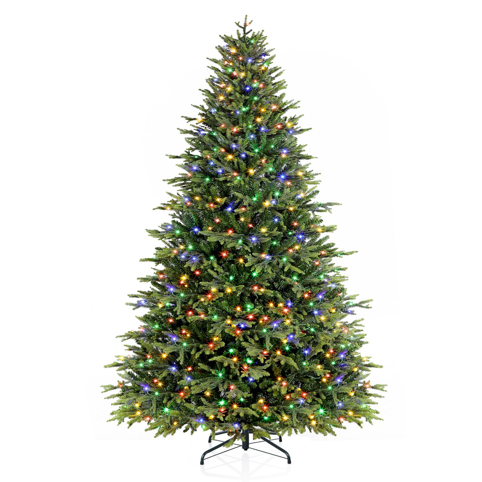 Artificial 7.5ft Balsam Fir Christmas Tree by SHareconn with lifelike PE needles and dual color lights for festive decor.