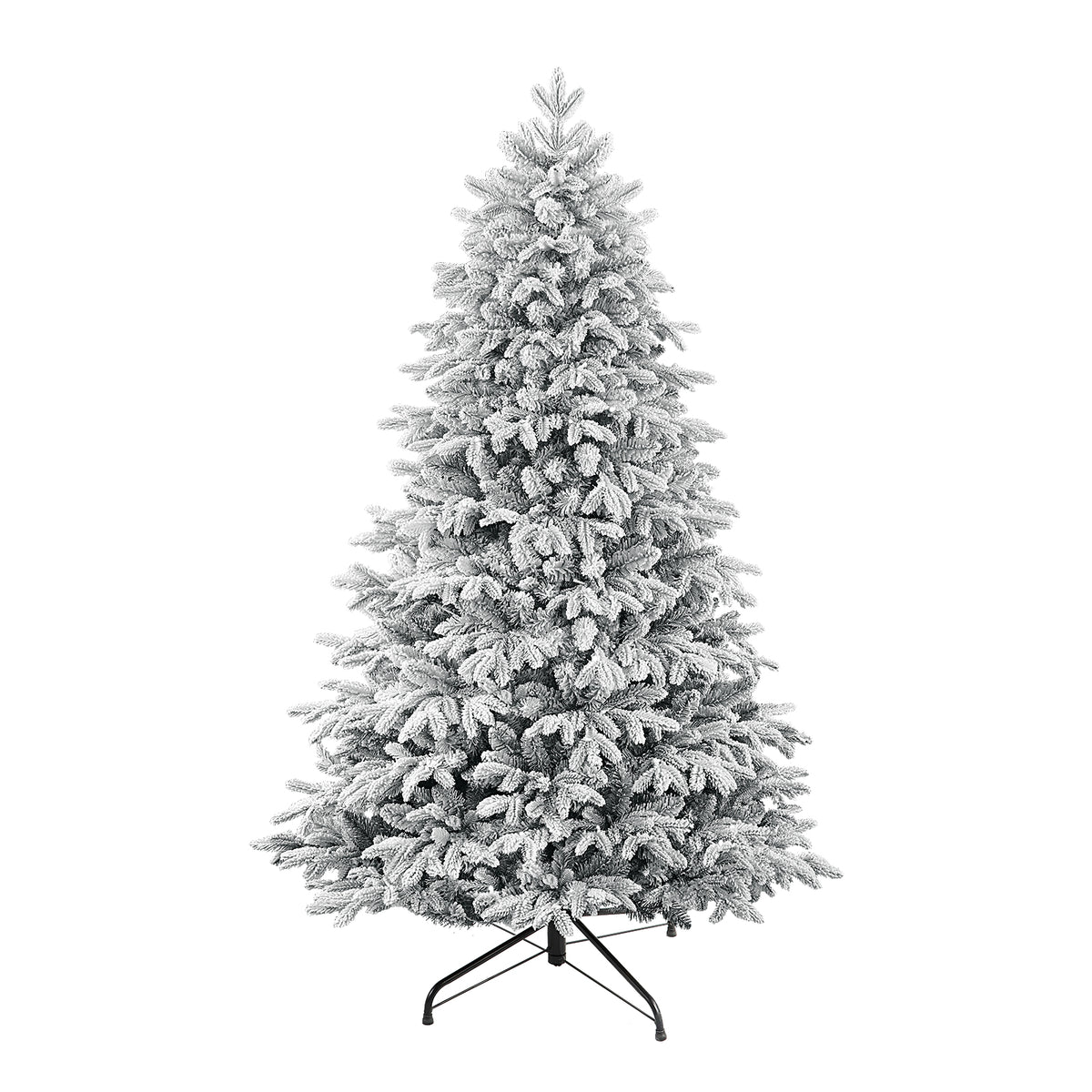 7.5FT Realistic Pre-Lit Flocked Cedar Artificial Christmas Trees with 17 Modes Multi-Color Lights