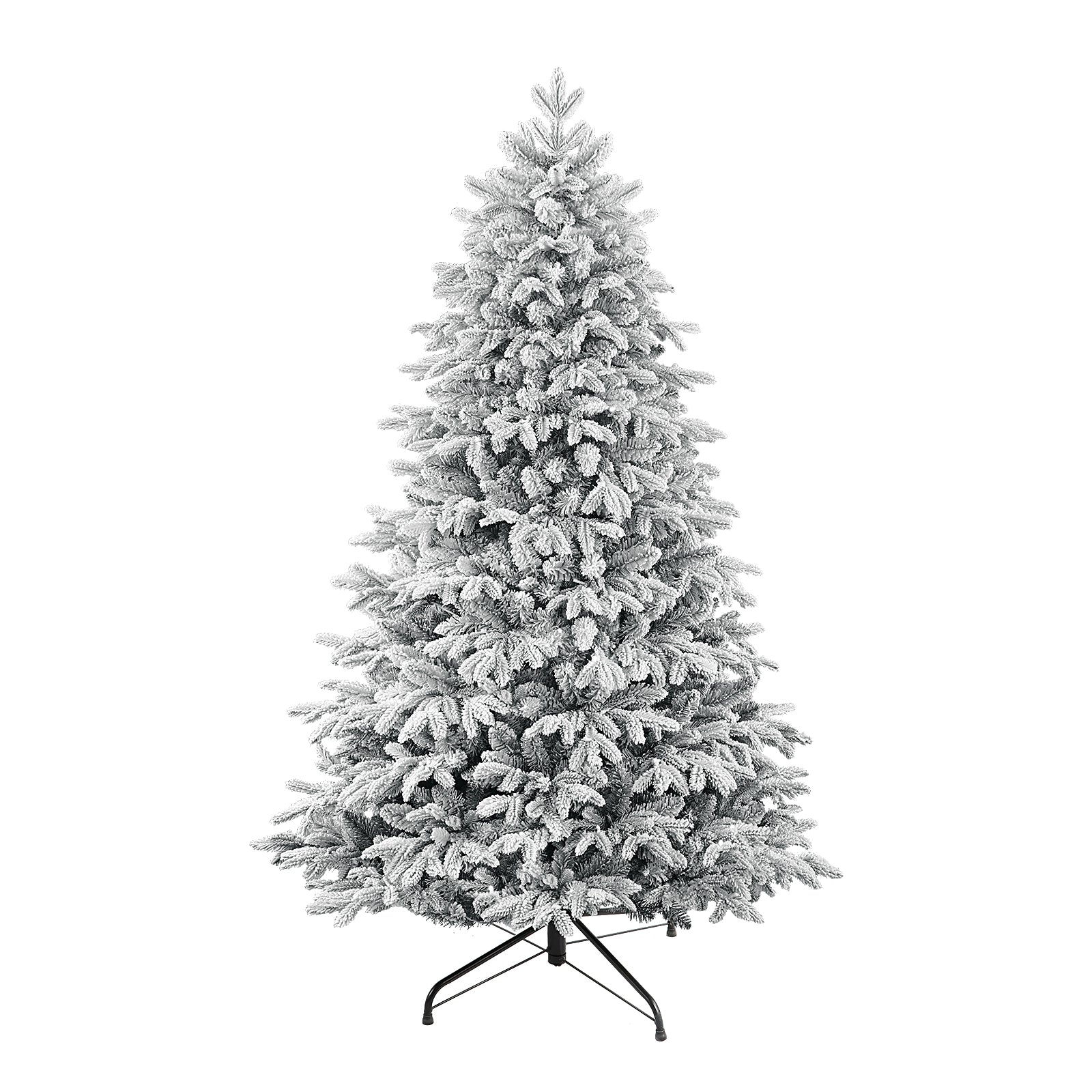 7FT Realistic Pre-Lit Flocked Cedar Artificial Christmas Trees with 17 Modes Multi-Color Lights