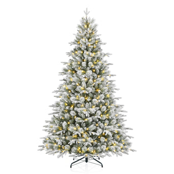 7.5ft Premium Twinkling Flocked Princess Pine Christmas Tree - 500 Pre-Lit Clear Twinkle Lights & 3338 Lifelike Tips