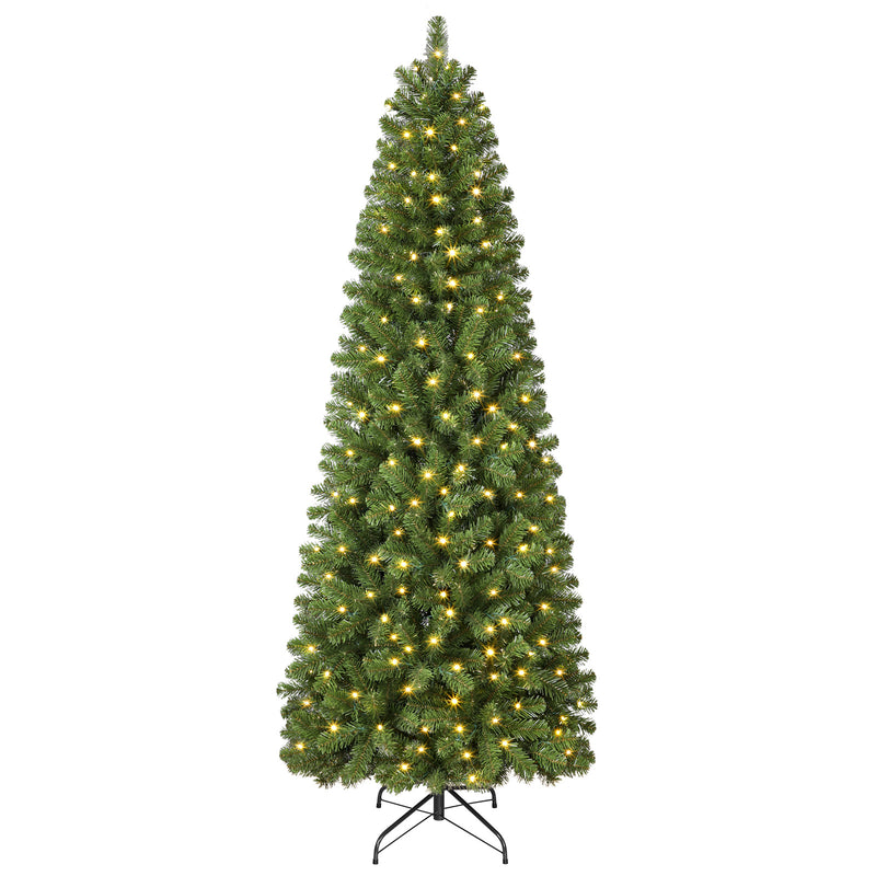 Artificial Christmas tree by SHareconn, 4ft slim pencil shape with warm white prelit lights, ideal for holiday decor.