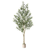 Faux olive tree with lush green leaves in a white planter, decorative artificial plant by SHareconn for home or office decor.