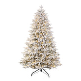 7.5FT Realistic Pre-Lit Flocked Cedar Artificial Christmas Trees with 17 Modes Multi-Color Lights