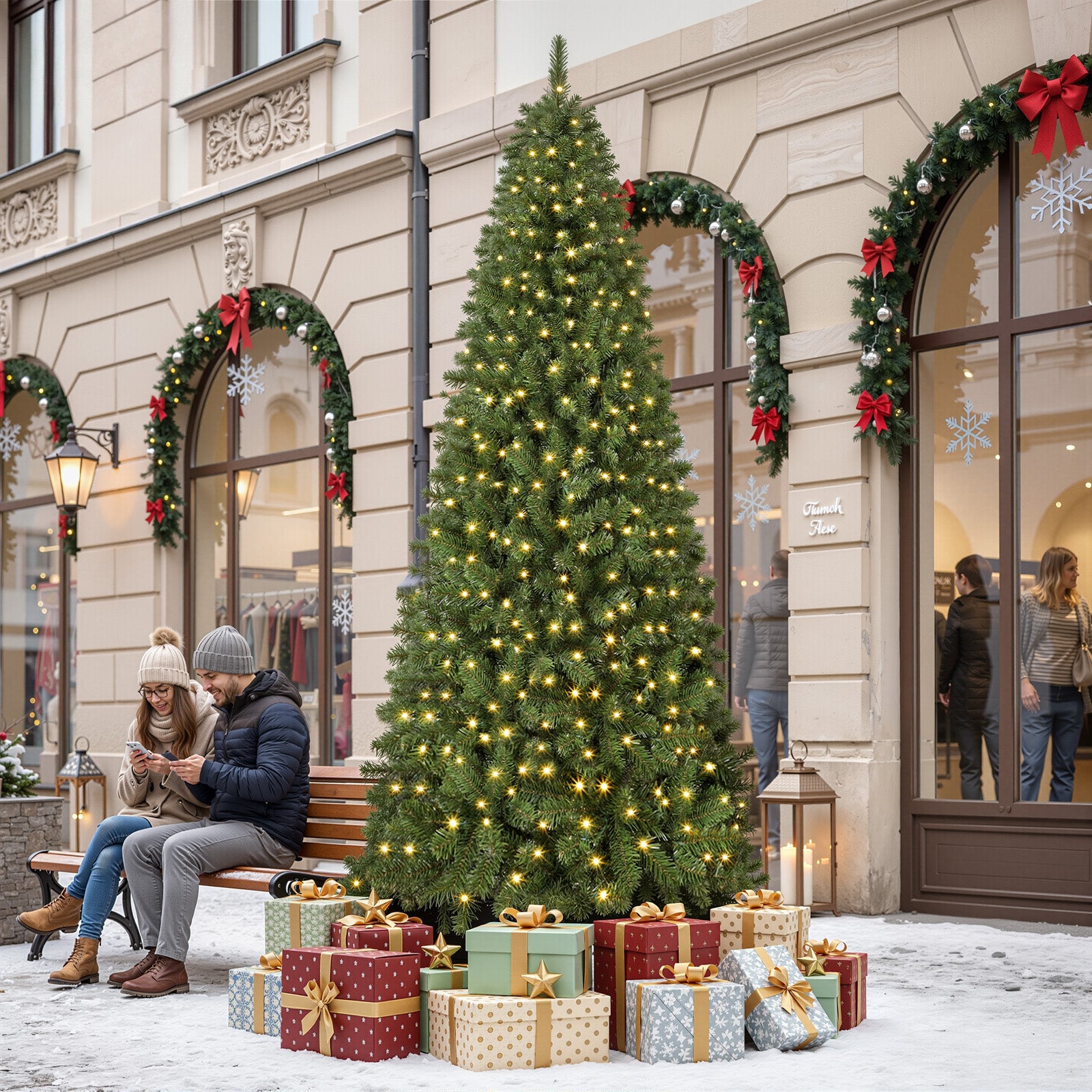 7ft Warm White Lights Classic Spruce Artificial Slim Pencil Christmas Trees