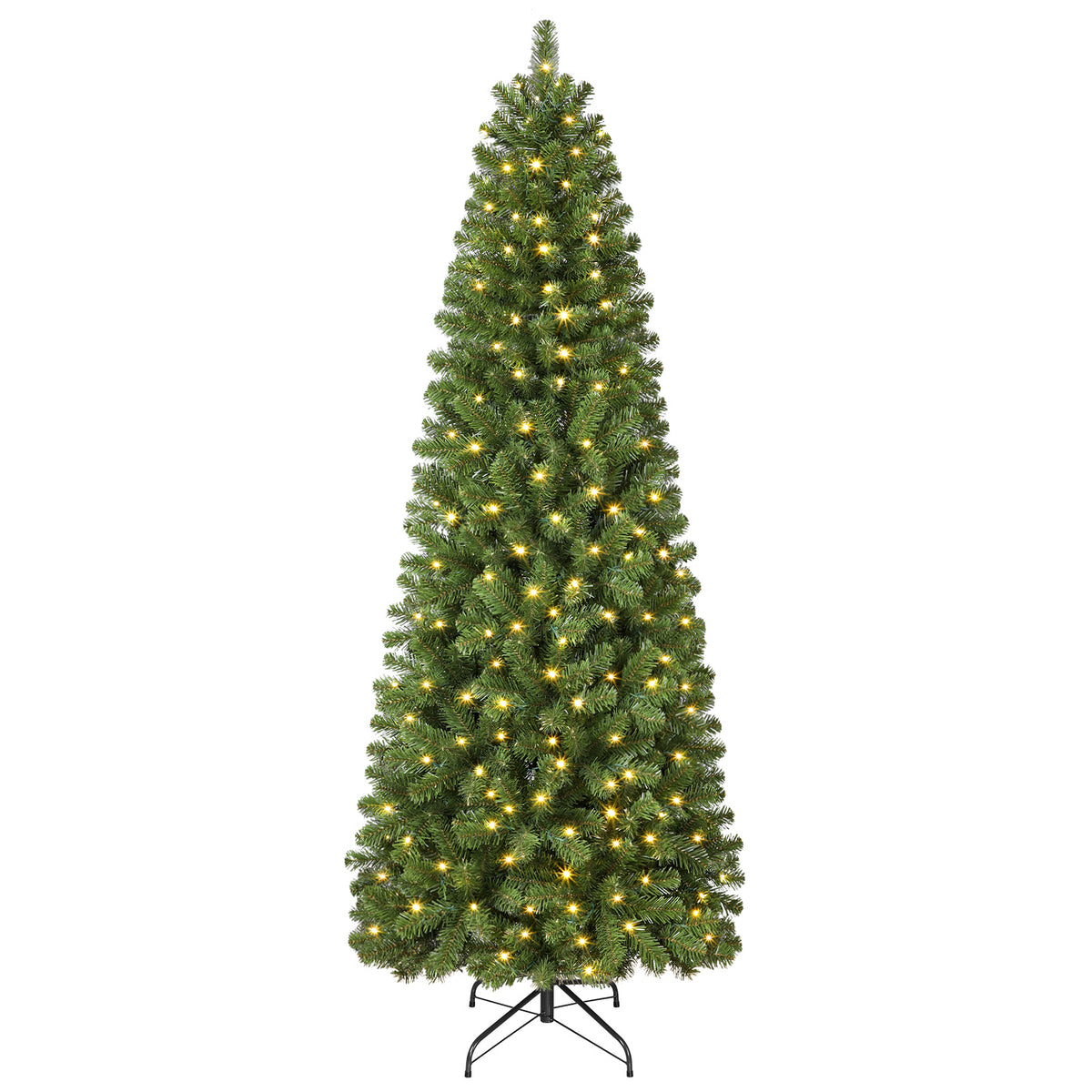 Warm White Lights Classic Spruce Artificial Slim Pencil Christmas Trees