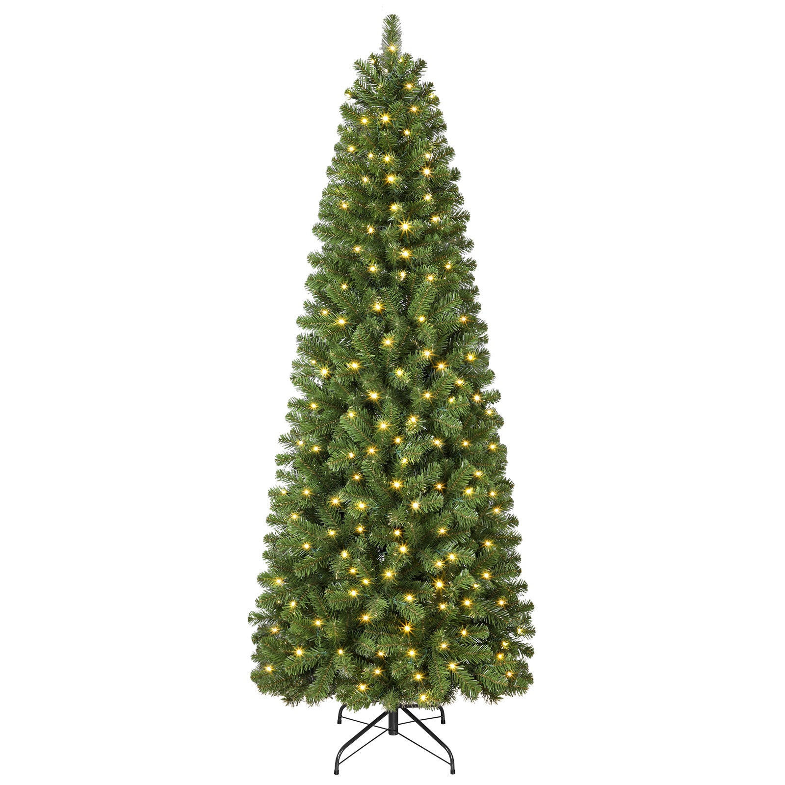 Warm White Lights Classic Artificial Slim Pencil Christmas Trees