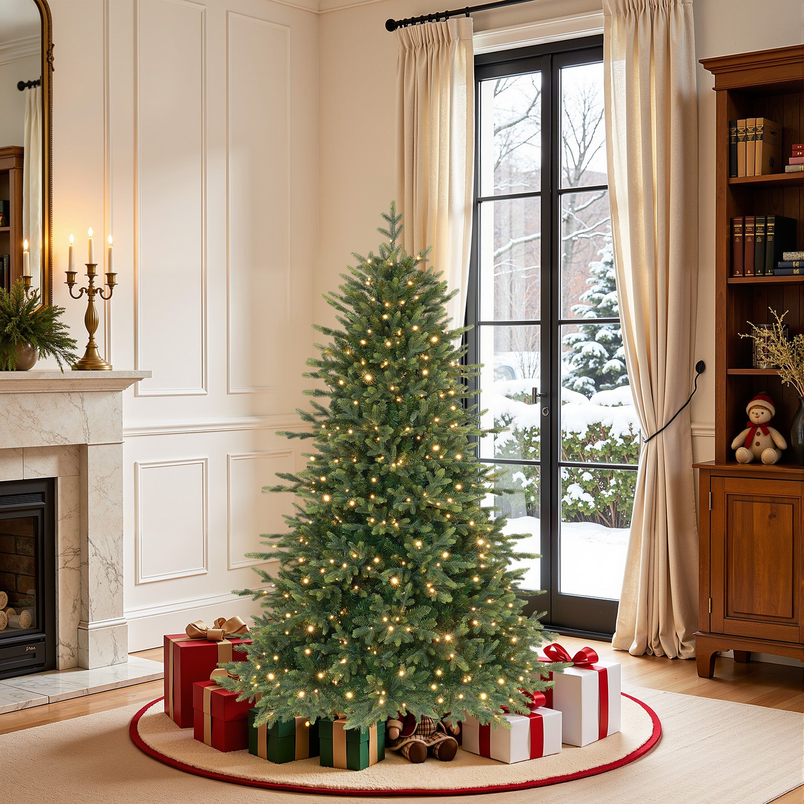 5ft Twinkling Balsam Fir Pre-Lit Artificial Christmas Tree, 1792 Branch Tips & 250 LED Lights, 17 Mode with Remote