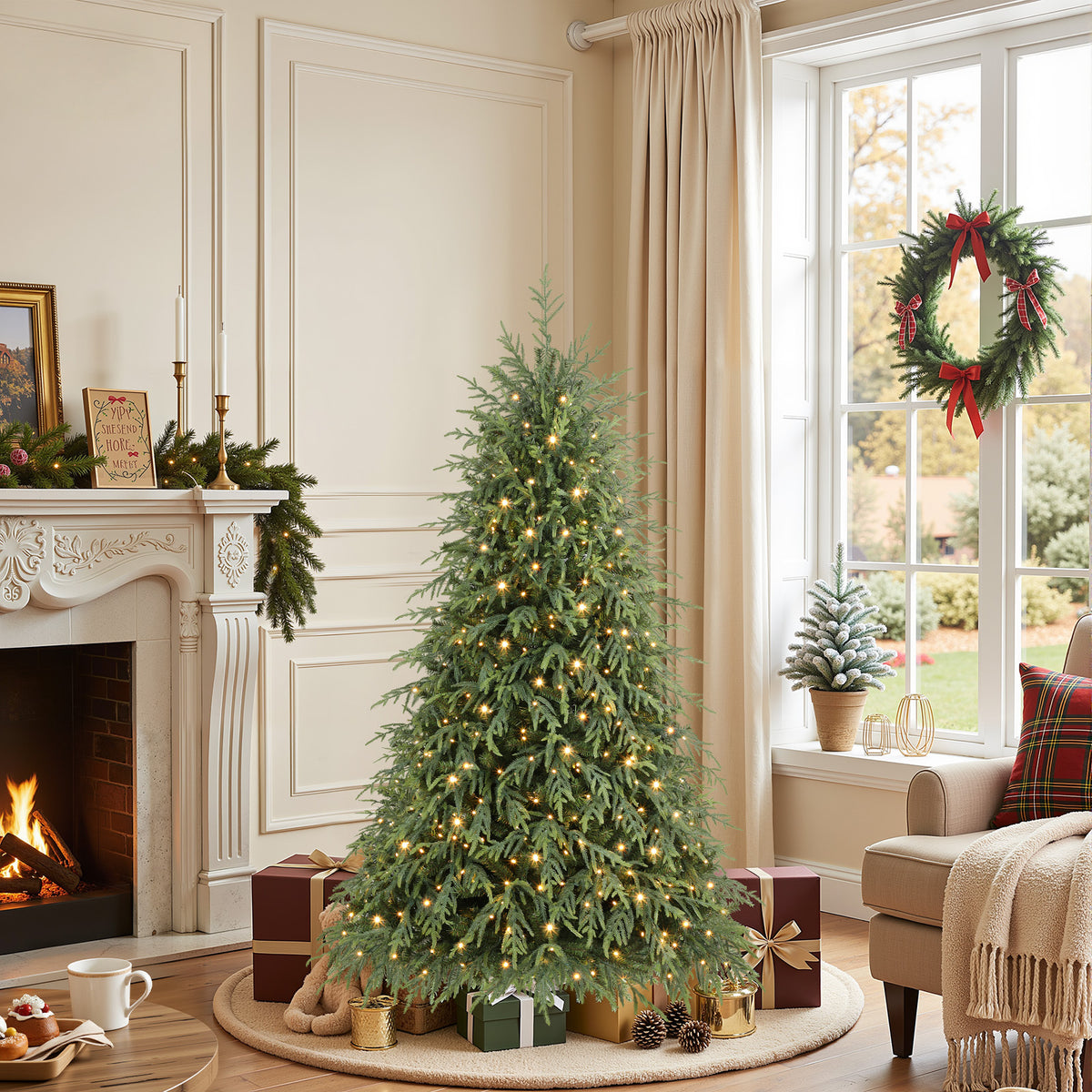 5ft Norfolk Pine Christmas Trees with 17 Modes Multi-Color Lights