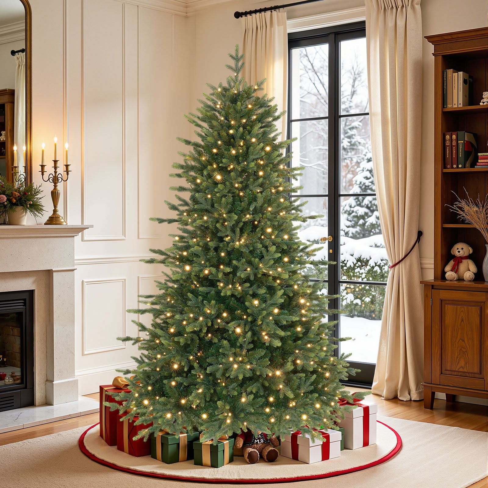 6ft Twinkling Balsam Fir Pre-Lit Artificial Christmas Tree, 2370 Branch Tips & 340 LED Lights, 17 Mode with Remote