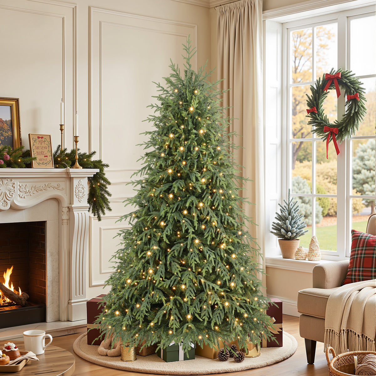 6ft Norfolk Pine Christmas Trees with 17 Modes Multi-Color Lights