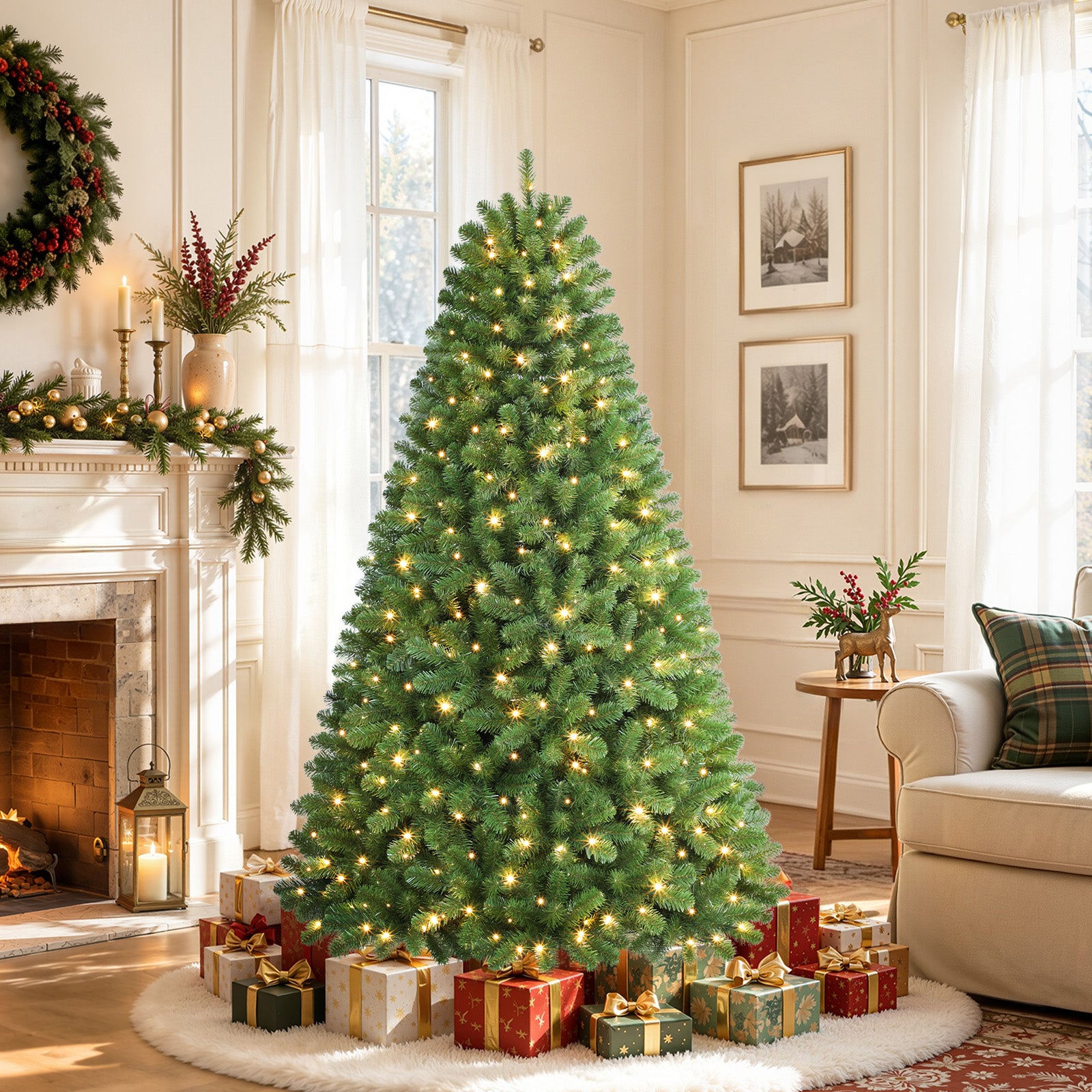 4.5ft Pre-lit Artificial Christmas Tree 100 Warm White Lights