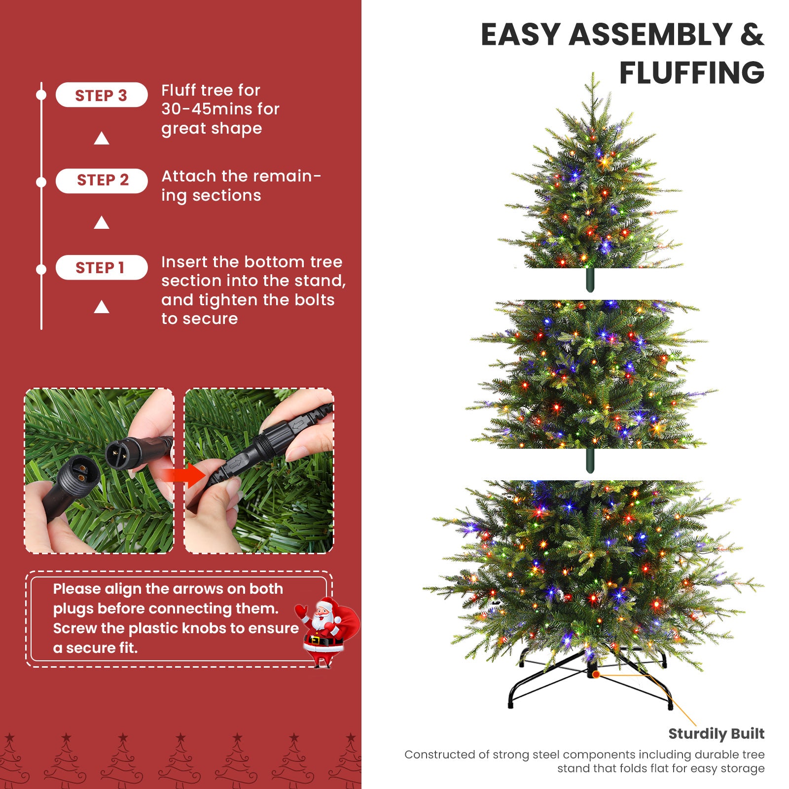 Aspen Slim Noble Fir Christmas Trees with Multi-Color Lights - SHareconn