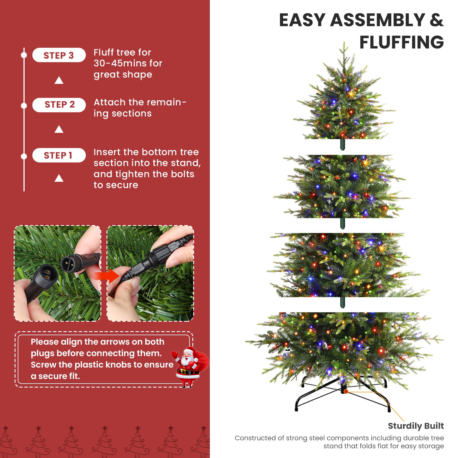 9ft Aspen Slim Noble Fir Christmas Trees with 670 Multi Color Lights - SHareconn