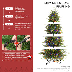 9ft Aspen Slim Noble Fir Christmas tree by Shareconn with 670 multi-color lights, showcasing a full, lush evergreen holiday decoration.