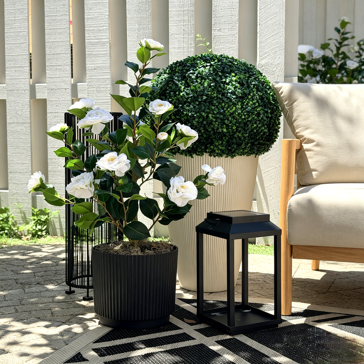 2 Pack Artificial Camellia Tree-White