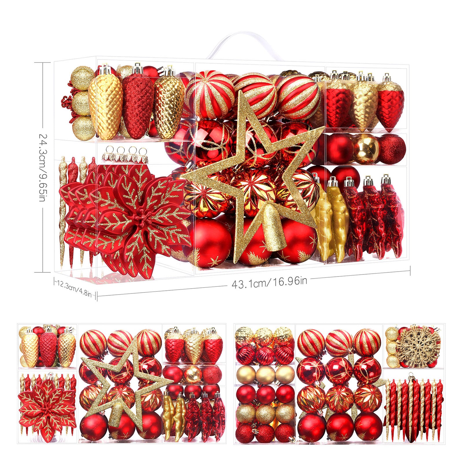 106 PCS Christmas Ball Ornaments Set Red & Gold