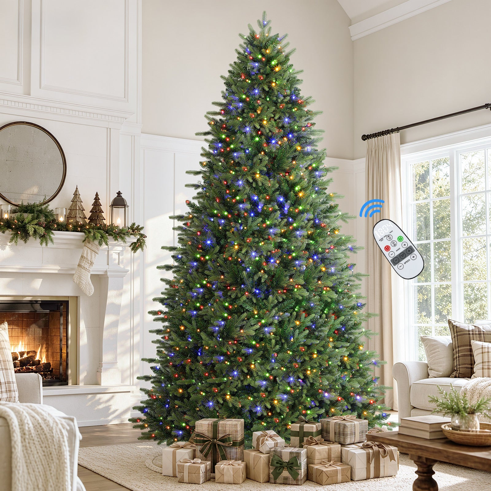 8ft Fraser Fir Artificial Christmas Tree with Multi-Color Lights