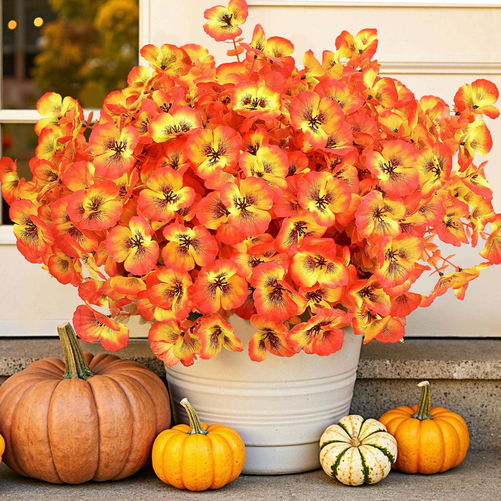 20 Bundles Outdoors Autumn Artificial FauxUV Resistant Realistic Big Pansies