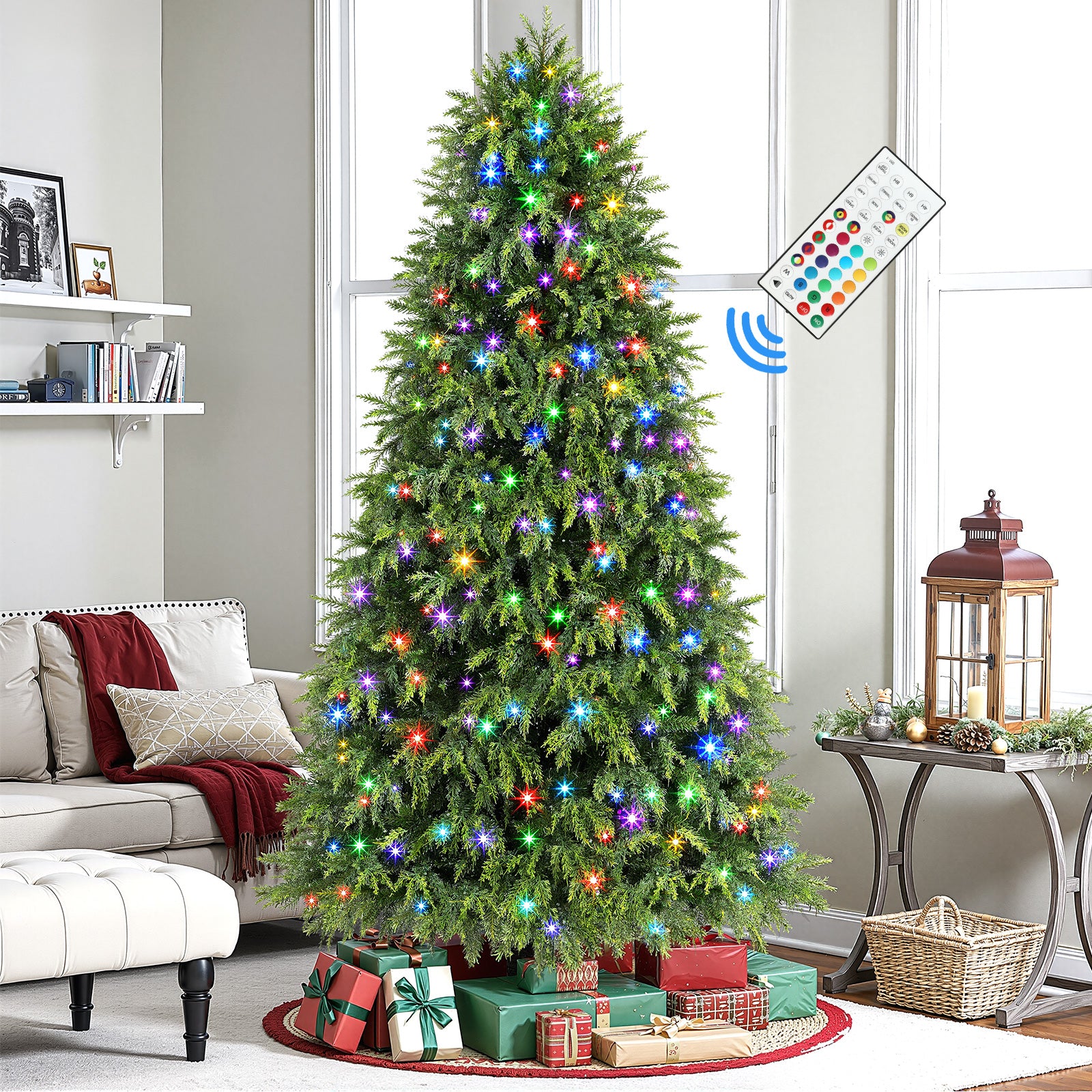 Cypress Spruce Artificial Christmas Tree with RGB Lights