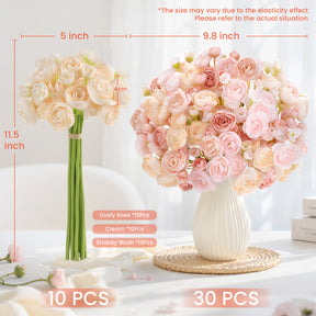 30Pcs Ranunculus Artificial Flowers Faux Silk Mini Ranunculus - SHareconn