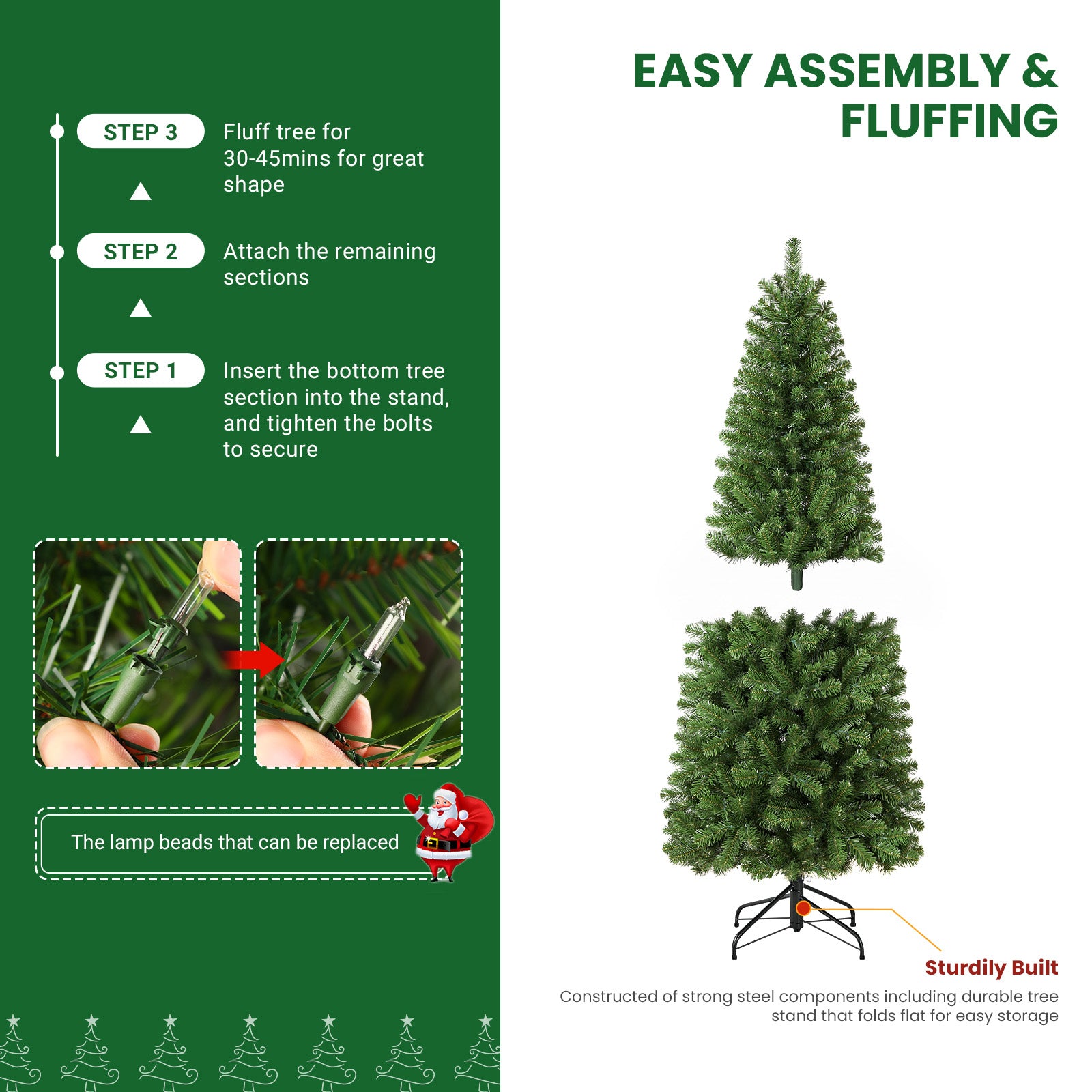 4ft Warm White Lights Classic Artificial Slim Pencil Prelit Christmas Trees