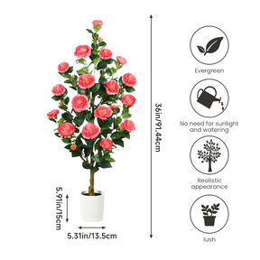 2 Pack Artificial Camellia Tree-Pink - SHareconn
