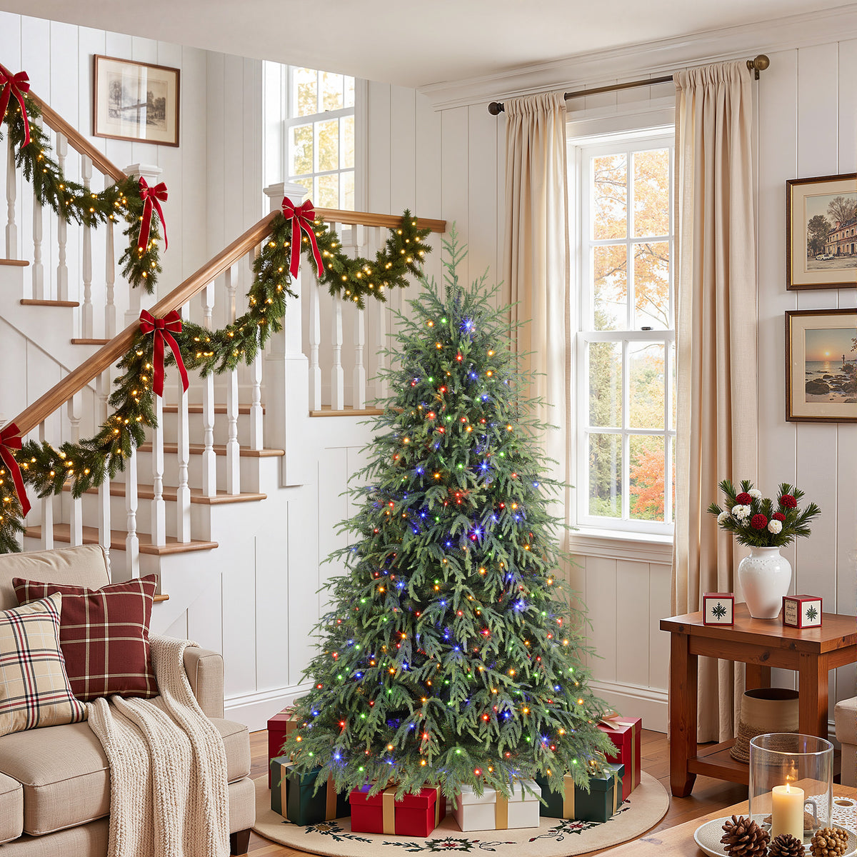5ft Norfolk Pine Christmas Trees with 17 Modes Multi-Color Lights