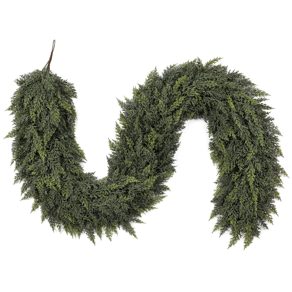 Artificial Cedar Christmas garland by SHareconn, 6 or 9 feet, realistic faux cedar for mantle, stairs, fireplace, and table decor.