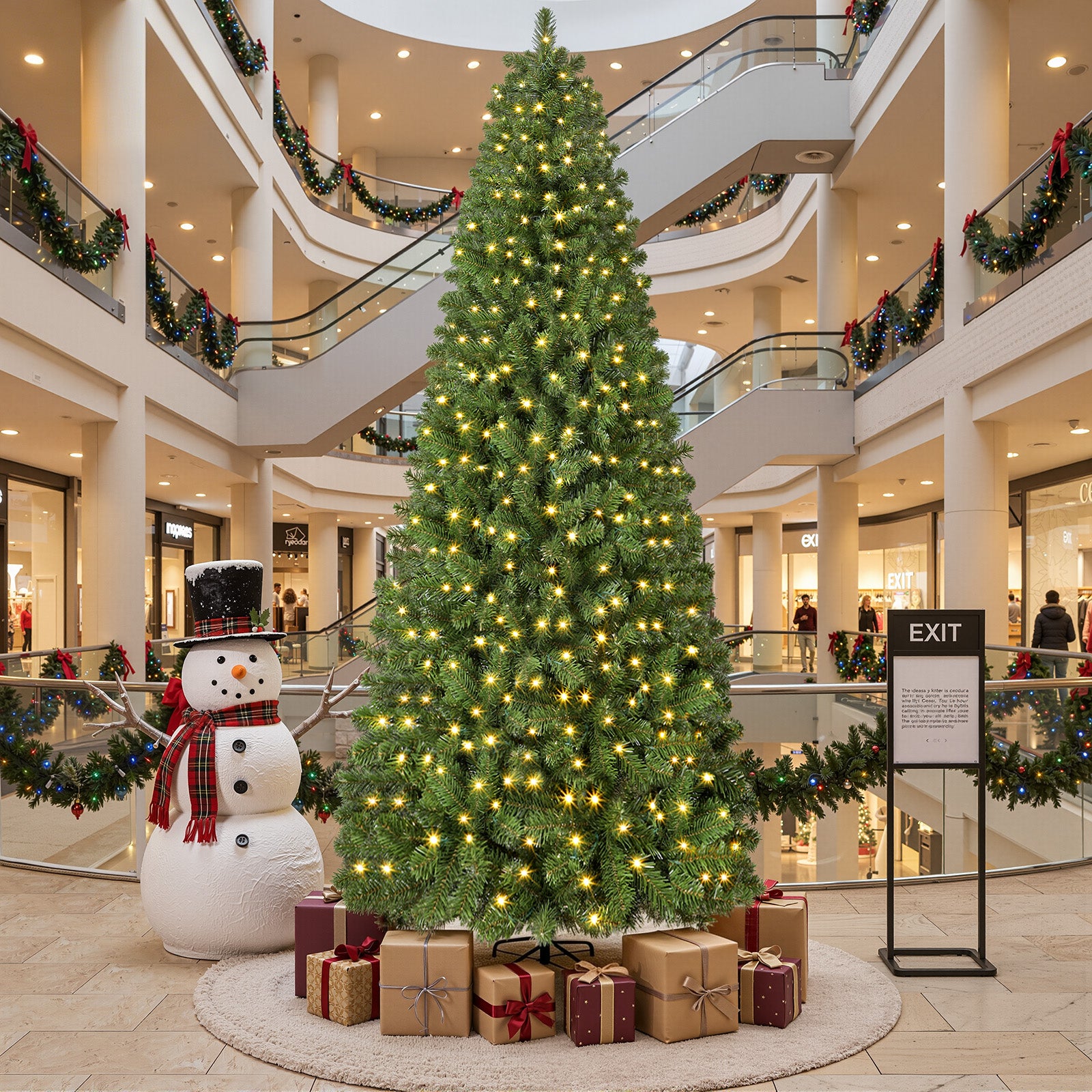 7ft Warm White Lights Classic Spruce Artificial Slim Pencil Christmas Trees