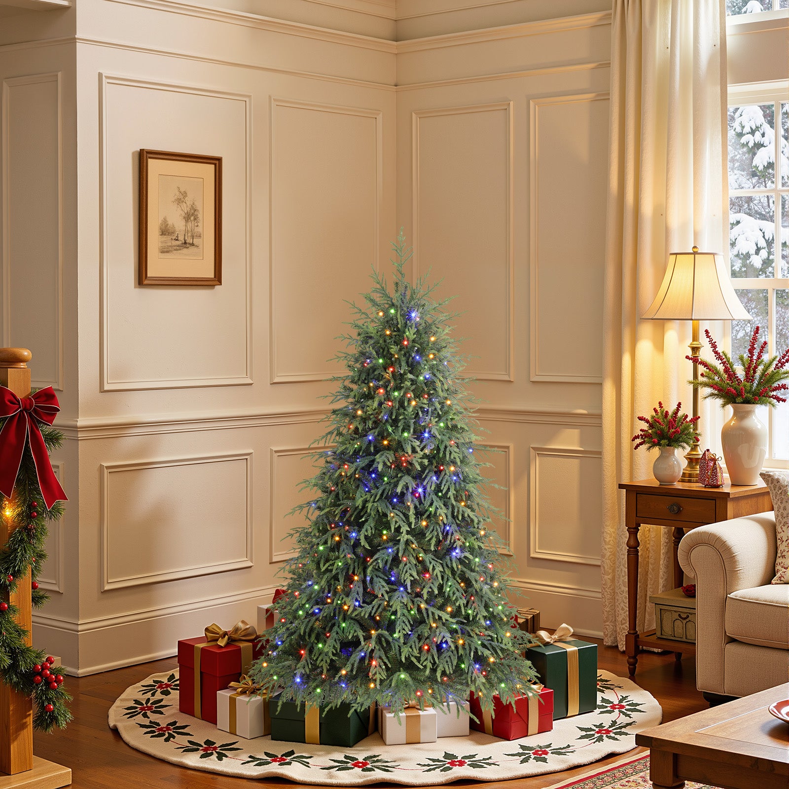 5ft Norfolk Pine Christmas Trees with 17 Modes Multi-Color Lights