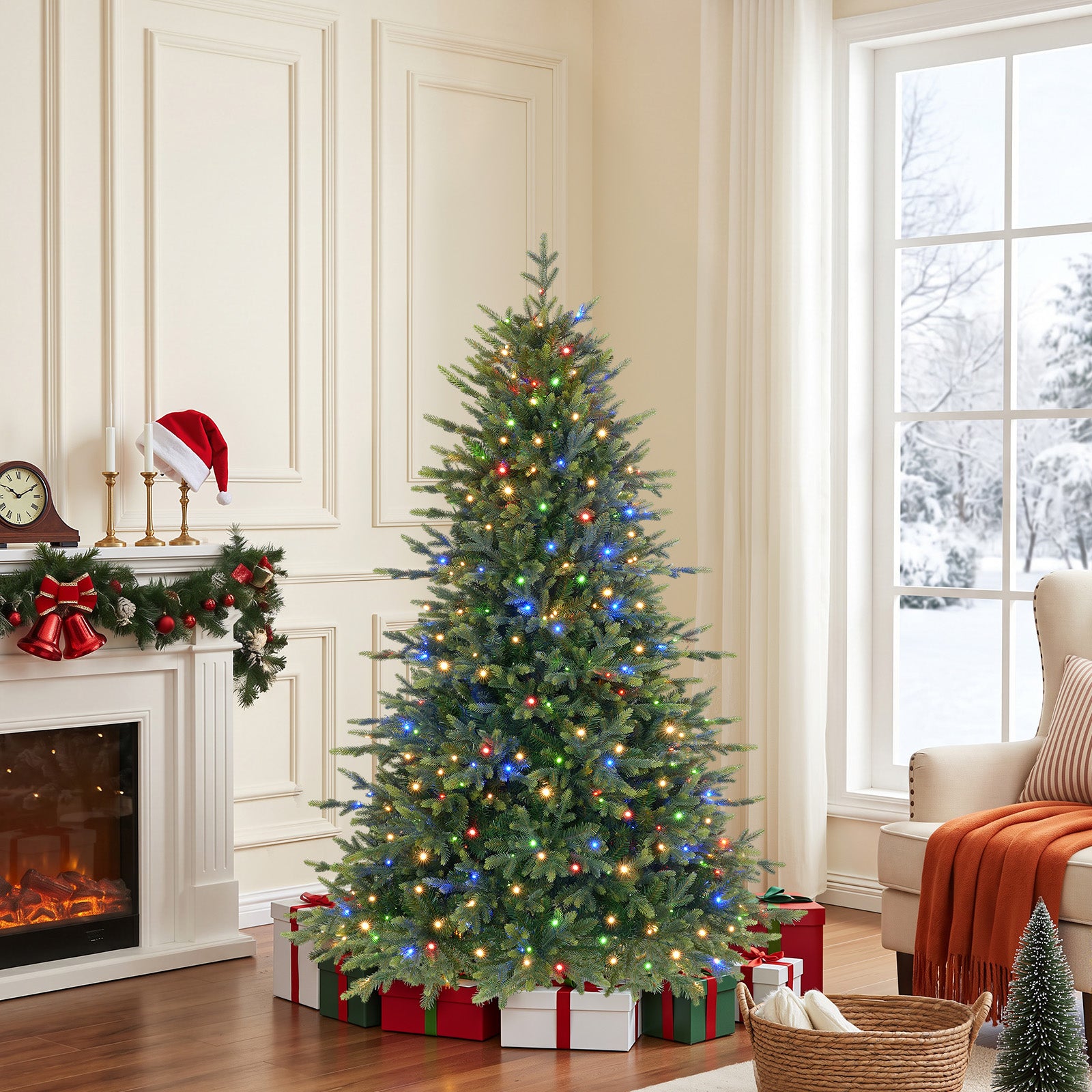 5ft Twinkling Balsam Fir Pre-Lit Artificial Christmas Tree, 1792 Branch Tips & 250 LED Lights, 17 Mode with Remote